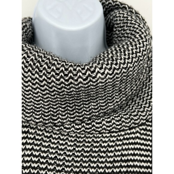 Charlie Paige Sweater/Poncho Cowl Neck Front Crossover L XL Black White Swing - Picture 2 of 7